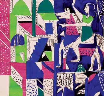 K G SUBRAMANYAN’s Unsigned Watercolour and paper cut-outs
