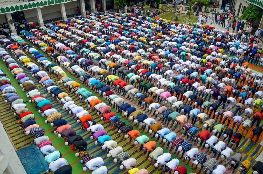 Prayers being offered at the Jama Masjid Khairuddin, in Amritsar on Wednesday.