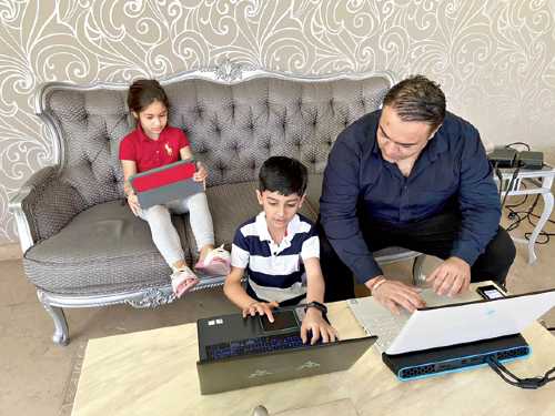 Zorawar with his daughter Aaliyah and son Fateh at their residence