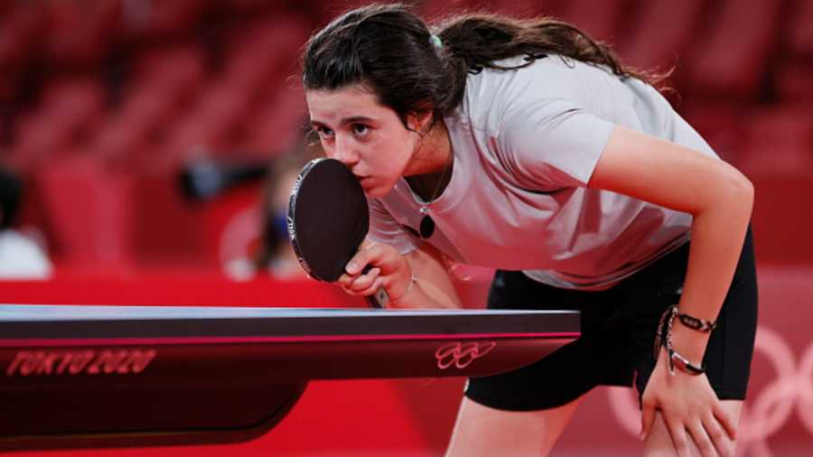 Hend Zaza of Syria lost in the table tennis preliminaries to the Chinese born Austrian Liu Jia.
