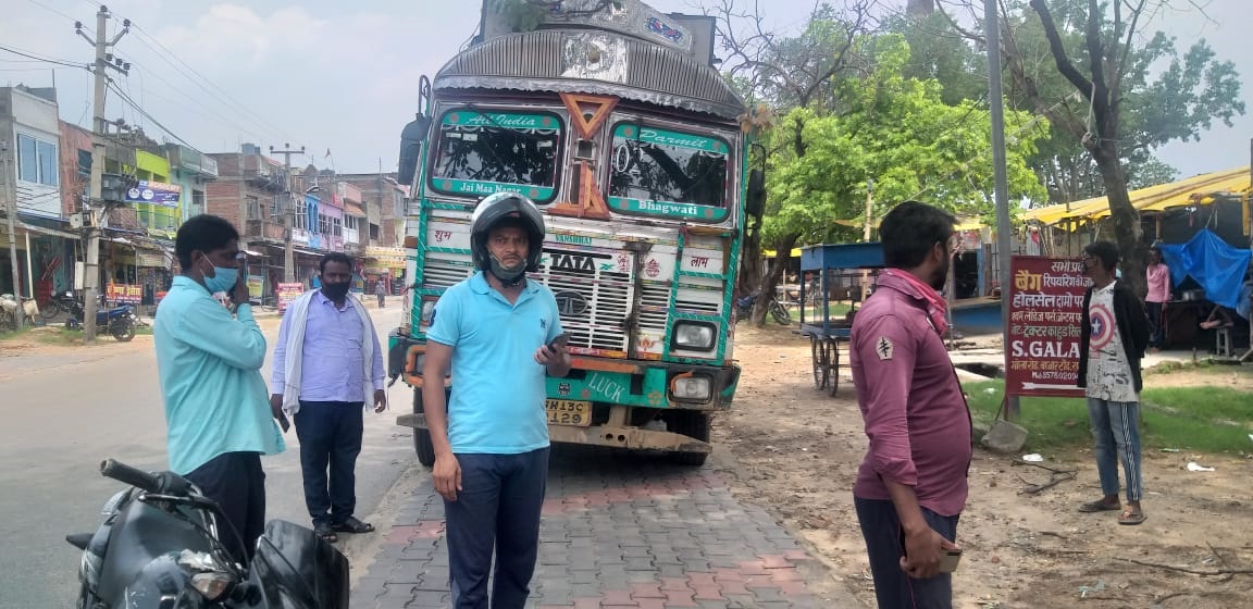 The seized truck on Monday.