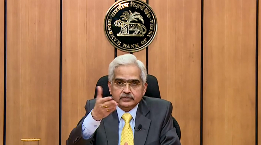  Reserve Bank of India Governor Shaktikanta Das during his addresses on decisions of Monetary Policy Committee in Mumbai on Friday.