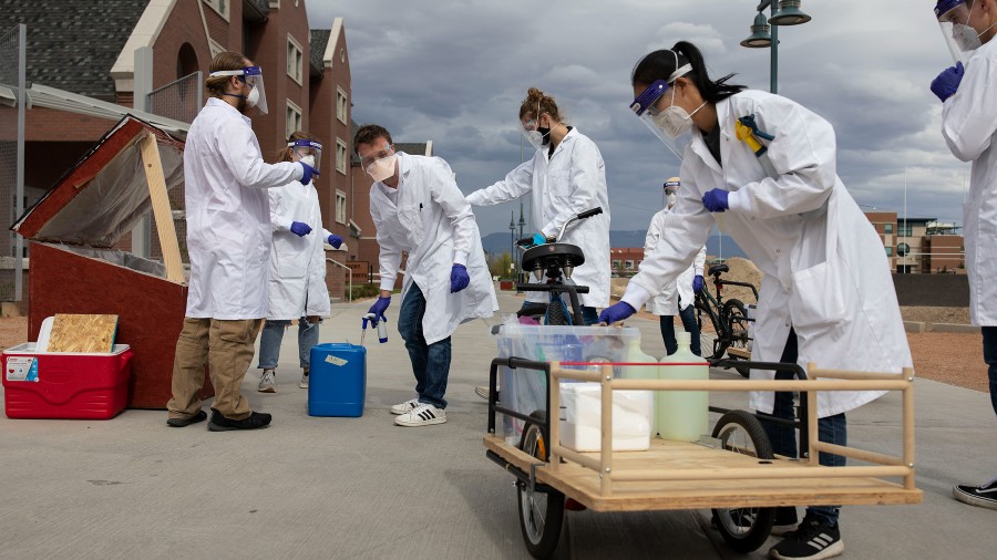 LOOKOUT: Engineering students at Colorado Mesa University, US, move waste water samples in Grand Junction city