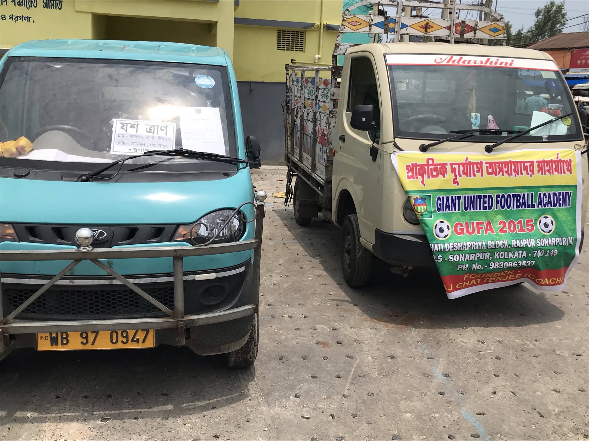 Mini trucks parked at lot number eight near Harwood Point. In the aftermath of the cyclone Yaas, these minitrucks traveling along the Diamond Harbour Road up to Namkhana and other parts of the cyclone affected areas have become a familiar sight. 