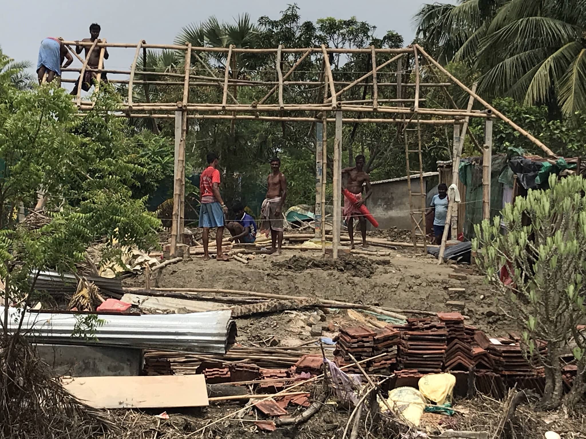 At Maitymore in Kachuberia, Sagar islands, the residents are busy rebuilding their homes till the next cyclone breaches the island.