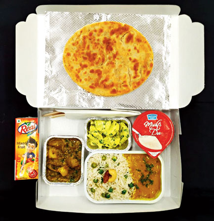 Balanced vegetarian meals, keeping the region in mind, are served in all the cities. (In picture) Lunch served at the Calcutta centres on June 11, that consisted of salad, aloo potoler torkari, moong mohan dal, pulao, paratha, mishti doi and juice.