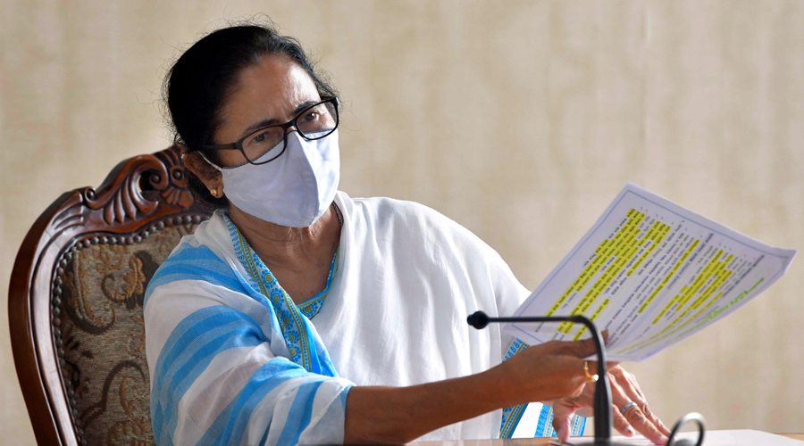 West Bengal Chief Minister Mamata Banerjee addresses a Press Conference at Nabanna in Calcutta.