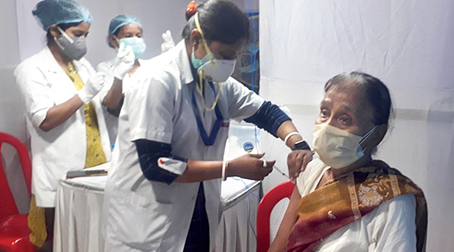 As per provisional data released by NHM, the first dose of vaccine was administered to 56,166 residents, while 34,655 residents received their second jab.