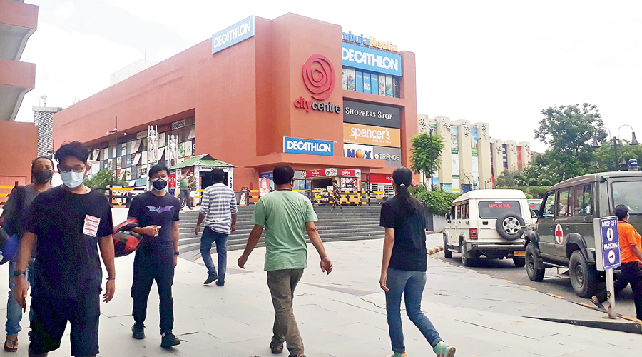 Visitors at City Centre, a mall in Siliguri, which reopened on Wednesday. 
