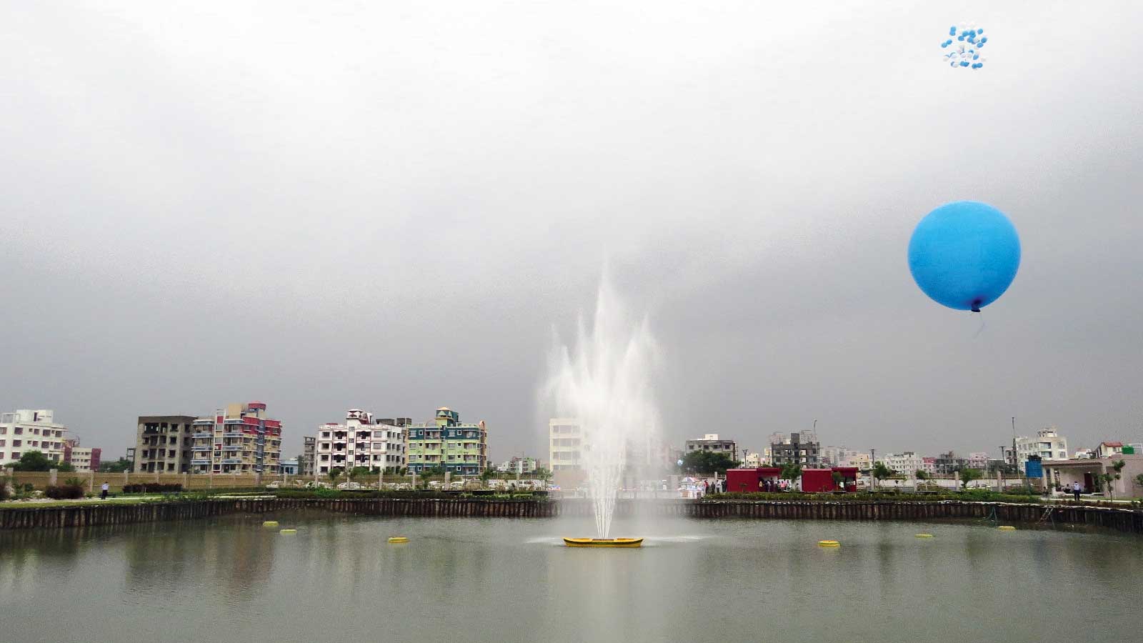 A fountain in the middle of a waterbody at Neem Banani, inaugurated on Wednesday. 