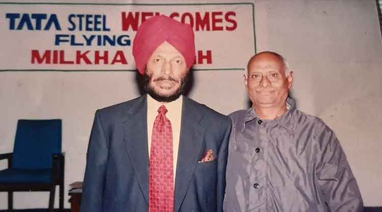 N.C. Deb with Milkha Singh in Jamshedpur in 2004. 