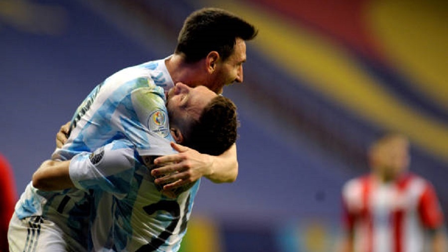 Lionel Messi and Papu Gomez.
