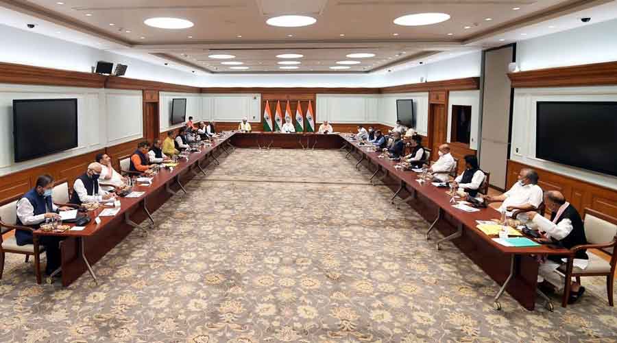 Narendra Modi is chairs an all-party meeting with various political leaders from Jammu and Kashmir.