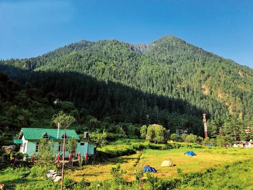 A view of the quaint village of Kasol that was the first destination