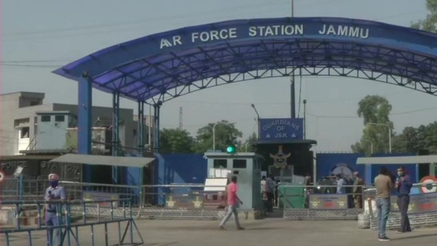 The Jammu Air Force station on Sunday morning.