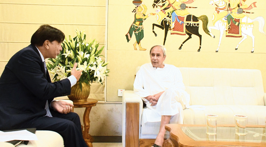 Arcelor Mittal chairman L.N. Mittal with Odisha chief minister Naveen Patnaik in Bhubaneswar on Thursday.