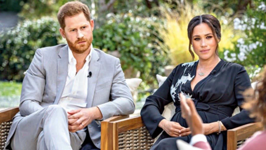 Harry and Meghan during the interview with Oprah Winfrey