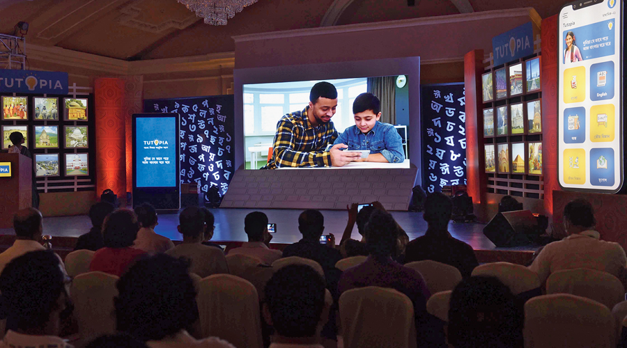 An audio-visual presentation on Tutopia learning App for the audience at a city hotel on Thursday. 