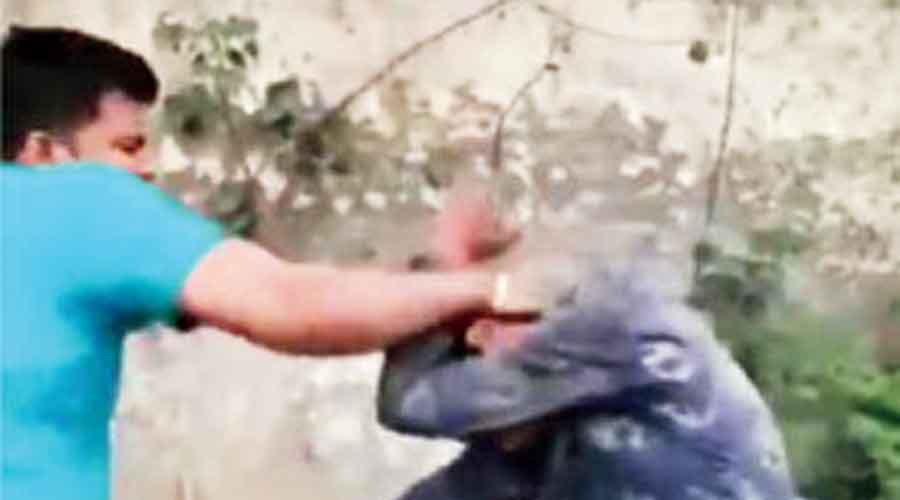 Footage shows the boy  being beaten up