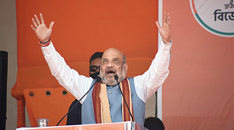 Union home minister Amit Shah in Bankura’s Khatra.