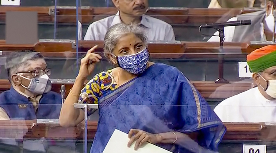 Nirmala Sitharaman during the Budget Session of the parliament.