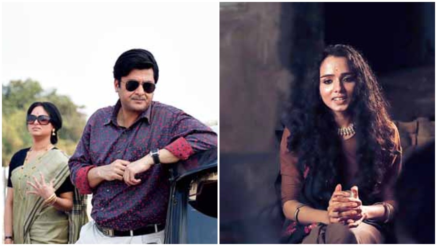 (L) Jisshu Sengupta and Basabdatta as Soumitra Chatterjee and Deepa Chatterjee, (R) Tuhina Das as Waheeda Rehman