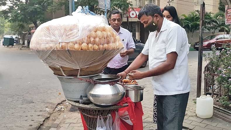 Mohan Gupta serves phuchka in AE Block.