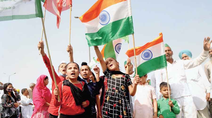 Children participate in the bandh  on Friday