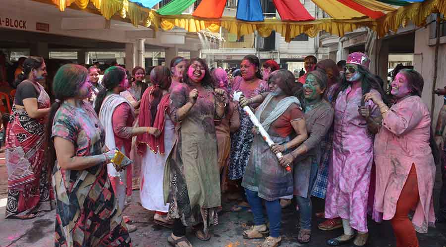 Indoor celebrations at Sakchi in Jamshedpur on Monday. 