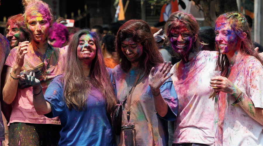 Celebrations on Sudder Street on Sunday.