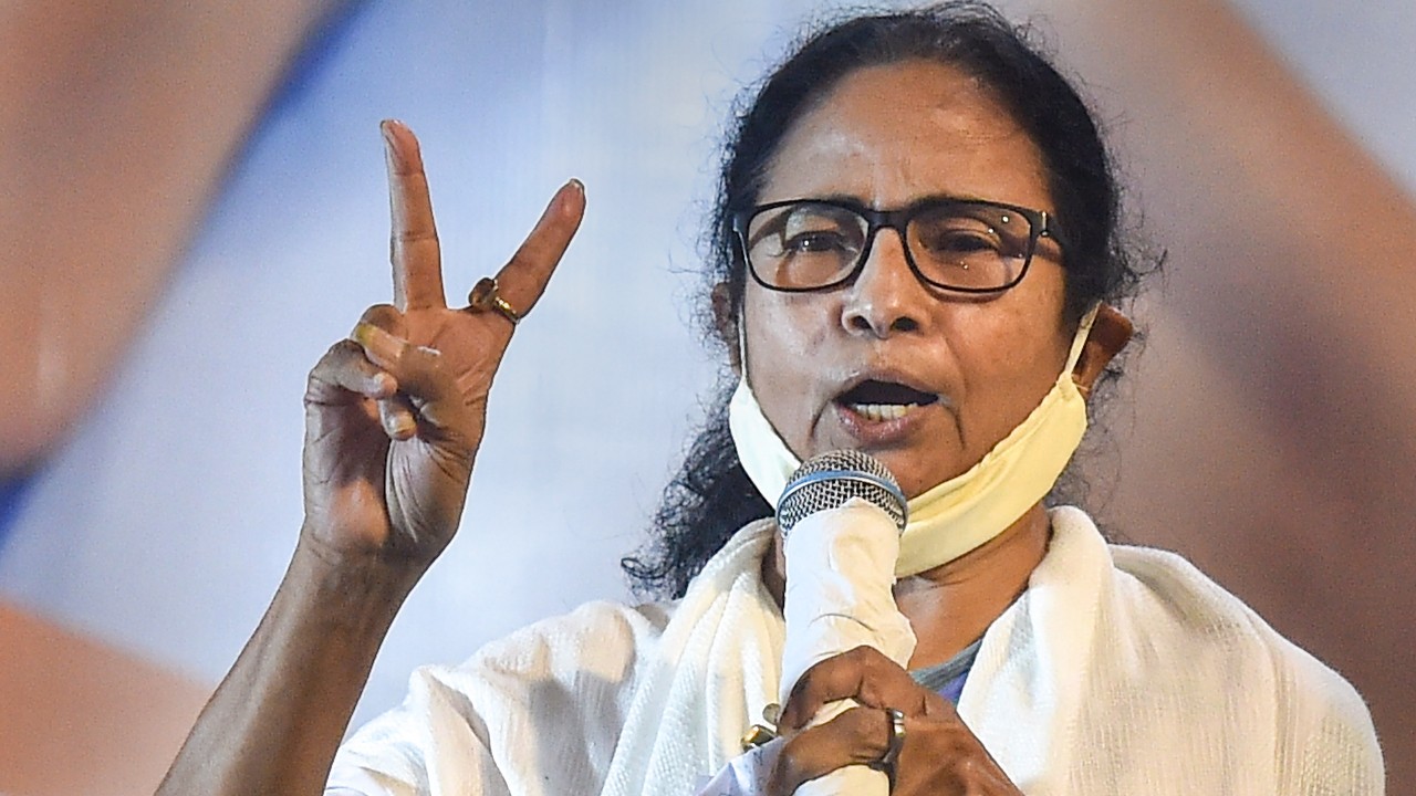 TMC supremo and West Bengal Chief Minister Mamata Banerjee during interaction with media after trends show her partys win in the State Assembly Election 2021, in Kolkata, Sunday, May 2, 2021.