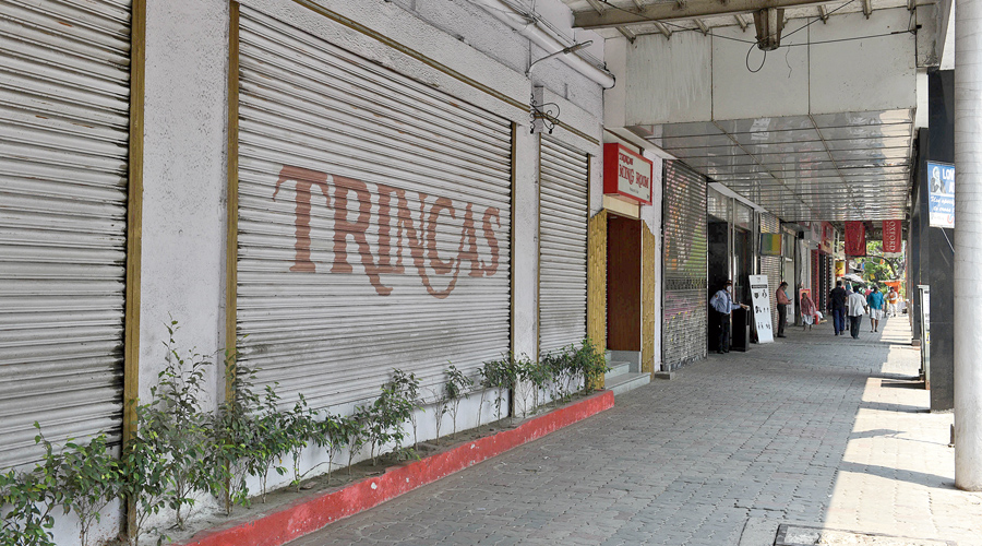 Closed shops along Park Street on Monday afternoon