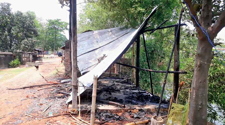 A vandalised BJP office at Galsi in East Burdwan