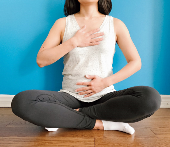 As the name suggests, we control the speed at which air is inhaled and exhaled. Inhale air slowly through the nose, hold it for a few seconds and release the air slowly through the nose. Releasing the air through the nose can be alternated with releasing through pursed lips. With practice, one can attain control over one’s breathing.