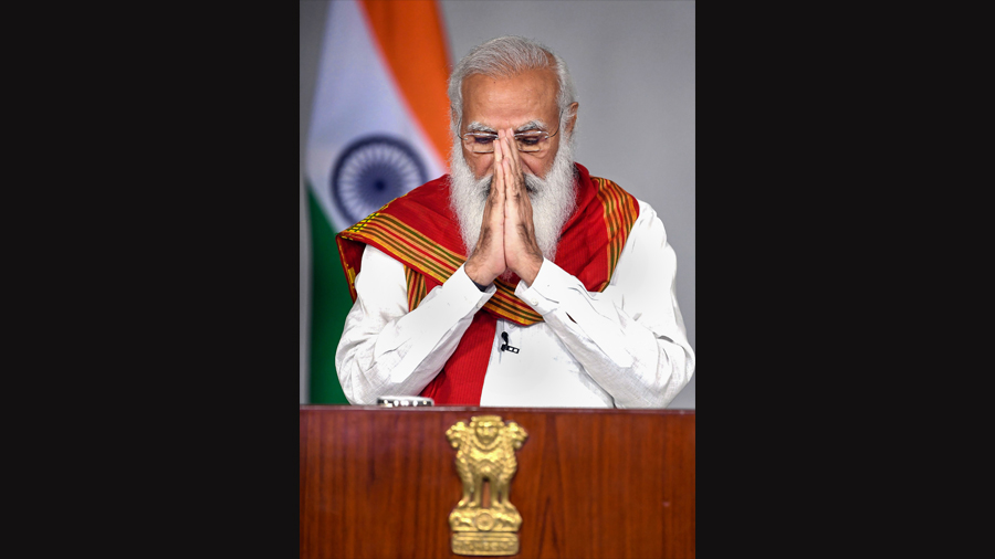 Prime Minister Narendra Modi addresses Virtual Vesak Global Celebrations on Buddha Purnima in Delhi. 