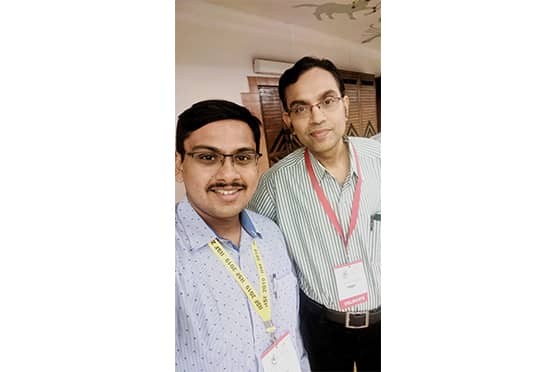 Sampad Laha with professor Suman Chakraborty.