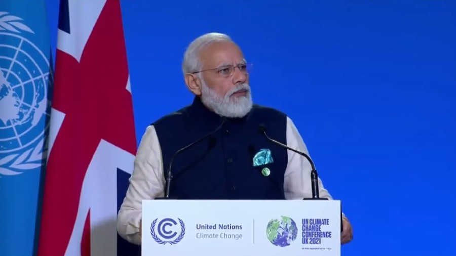 PM Narendra Modi delivering the National Statement at the  @COP26  Summit in Glasgow.