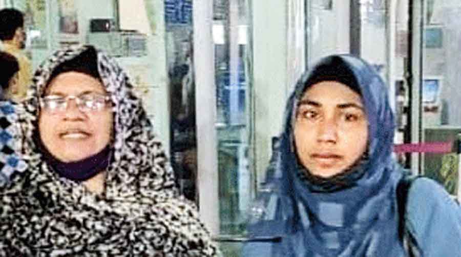 (From left) Naseema and Muhsina at Kochi airport on Monday.