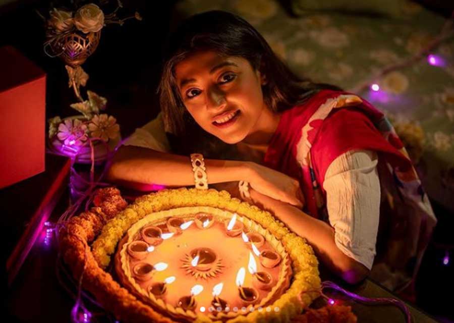 FESTIVAL OF LIGHTS: Actor Paoli Dam posted this photograph of herself celebrating Diwali at her residence on Thursday, November 4
