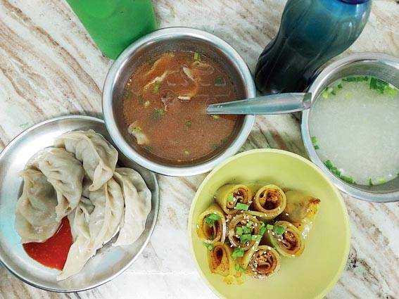 Beef momos and laphing from Shillong