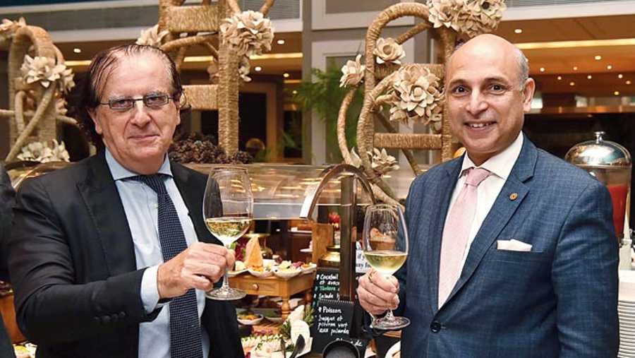 New consul general of France in Calcutta, Didier Talpain with Vijay Shrikent, general manager, Taj Bengal. “It is a wonderful evening and I have tried around four-five French-inspired dishes and the level is very good,” said Talpain.