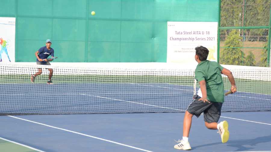 The AITA Championship Series in progress in Jamshedpur on Tuesday. 