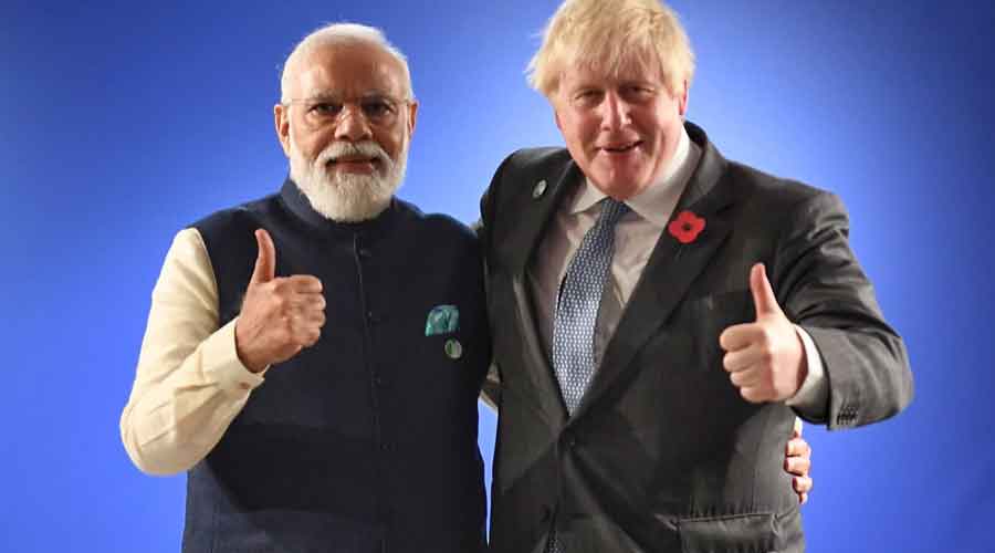 Narendra Modi and Boris Johnson. 