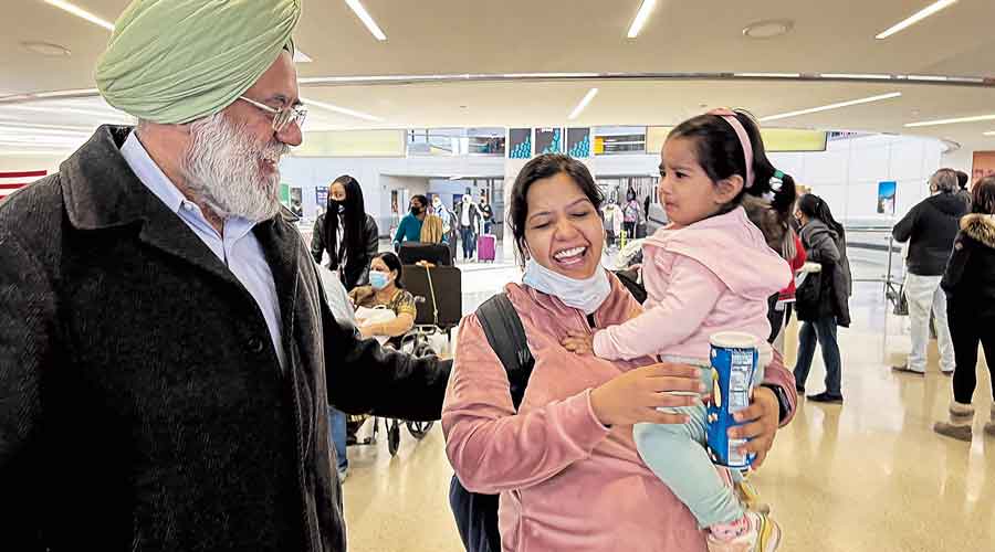 Indians at the Newark international airport on Monday after the US reopened travel for fully vaccinated tourists.