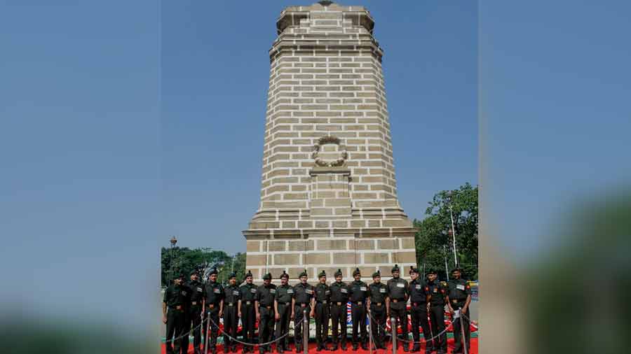 Members of the Indian Armed Forces at the Glorious Dead Cenotaph during a previous Remembrance Sunday