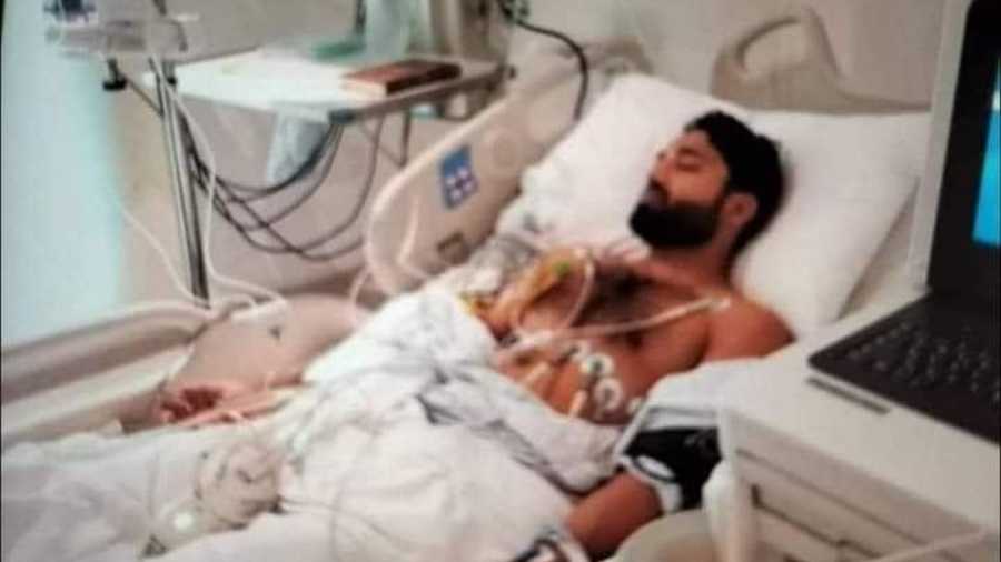 Mohammad Rizwan at a hospital in Dubai.