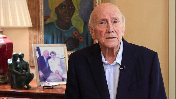 F.W. de Klerk, the former president of South Africa, released a posthumous video message. “I without qualification apologize for the pain and hurt and the indignity and the damage that apartheid has done to Black, brown and Indians in South Africa.”Credit...