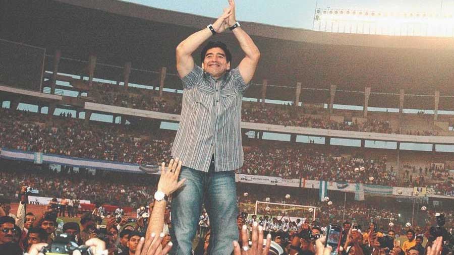 Diego Maradona received a hero's ovation in Kolkata during his first visit in 2008, which, in his own words, was “second only to Naples”