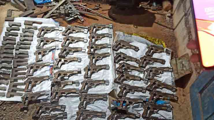 Recovered semi finished pistols in the mini gun factory in Hazaribagh on Saturday