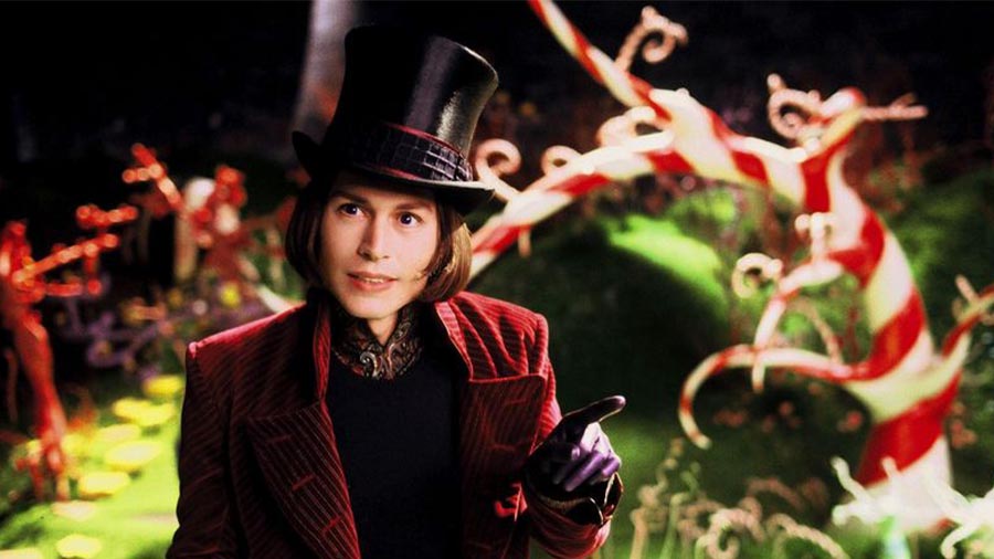 Johnny Depp as Willy Wonka in the 2005 adaptation of Charlie and the Chocolate Factory 